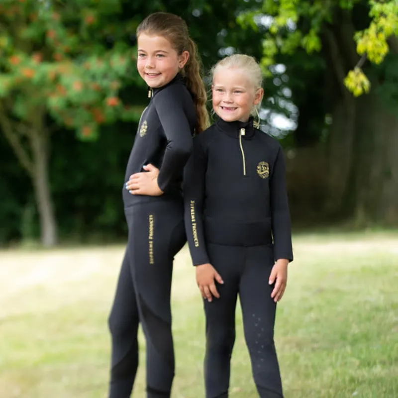 Supreme Products Active Junior Show Rider Leggings - Black/Gold-2