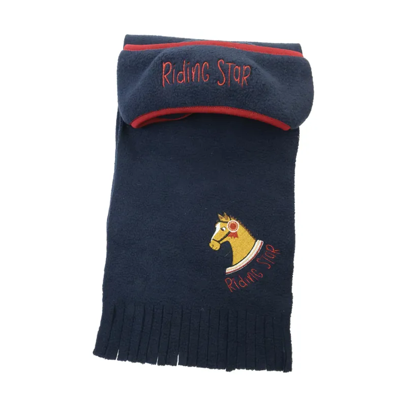 Little Rider Riding Star Collection Headband and Scarf Set - Navy/Burgundy