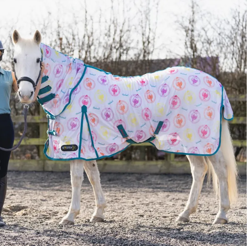 StormX Original All Rounder Combi Fly Rug - Thelwell Collection - Aquarius/Rouge Pink/Teal