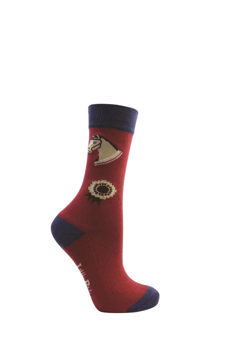 Little Rider Riding Star Collection Socks - Pack Of 3 - Navy/Burgundy-3