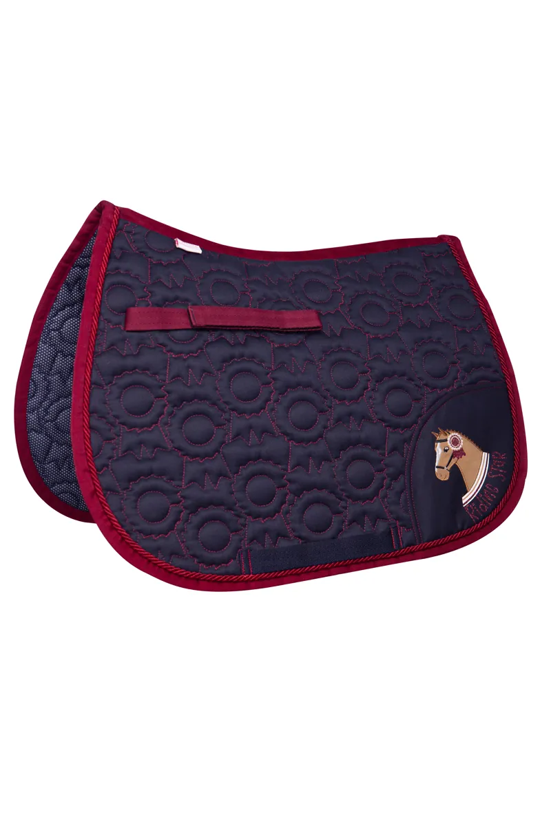 Little Rider Riding Star Collection Saddle Pad - Navy/Burgundy-1