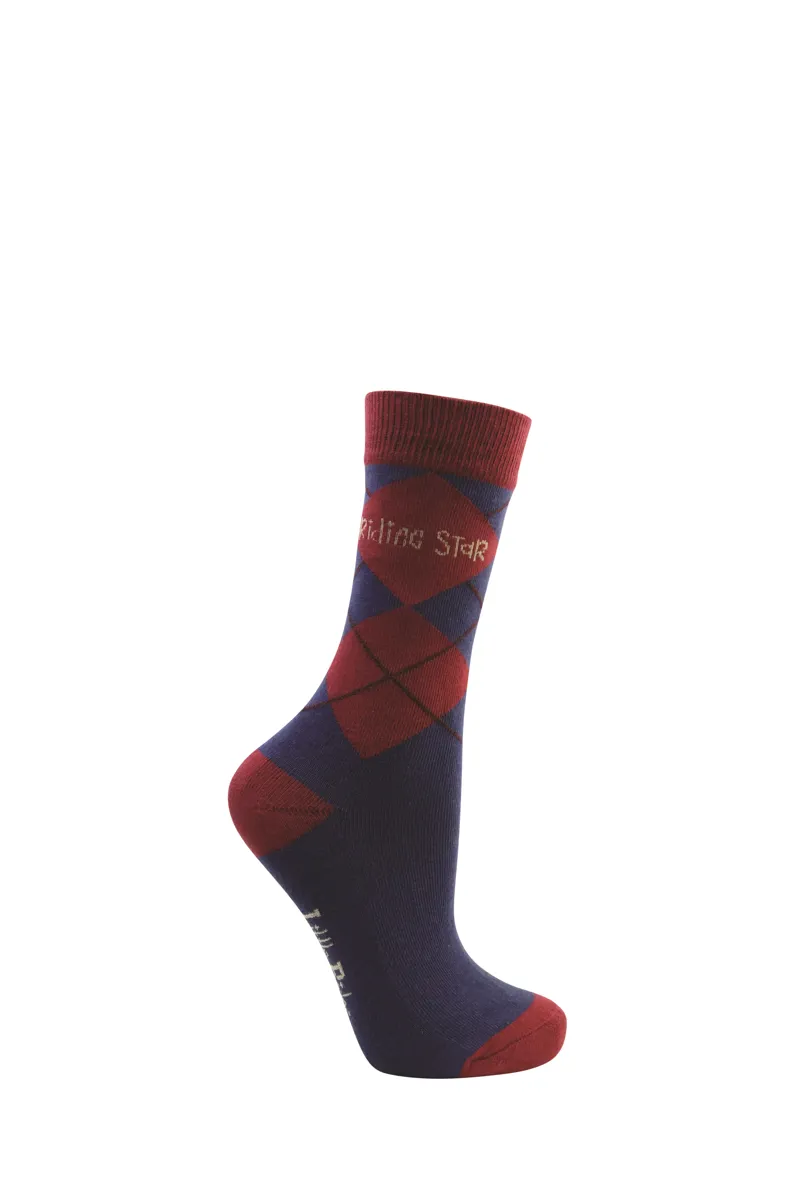 Little Rider Riding Star Collection Socks - Pack Of 3 - Navy/Burgundy-2