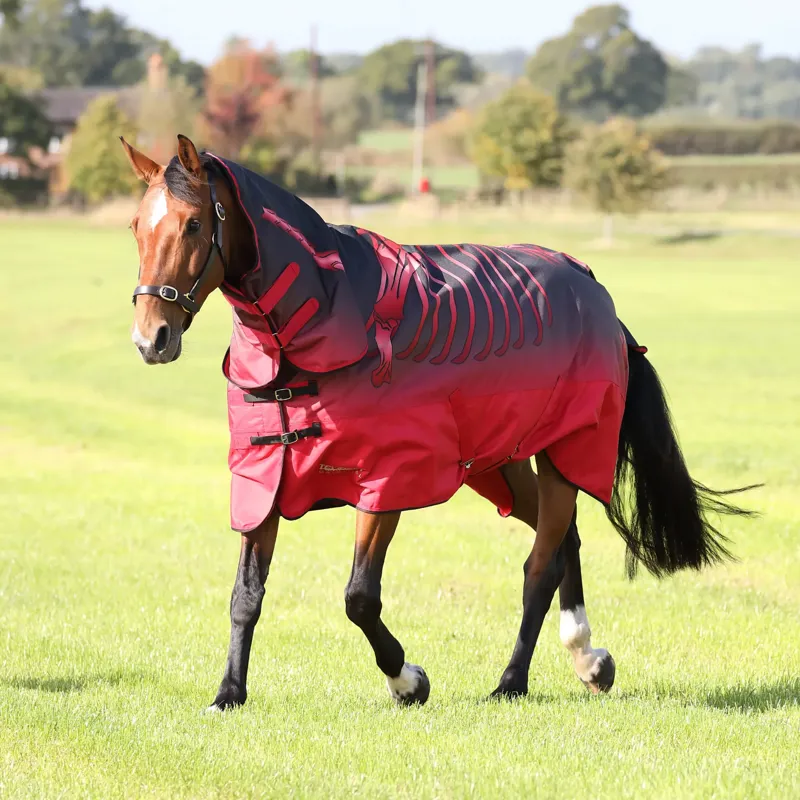 Shires Tempest Original 100g Combo Turnout Rug - Red Skeleton