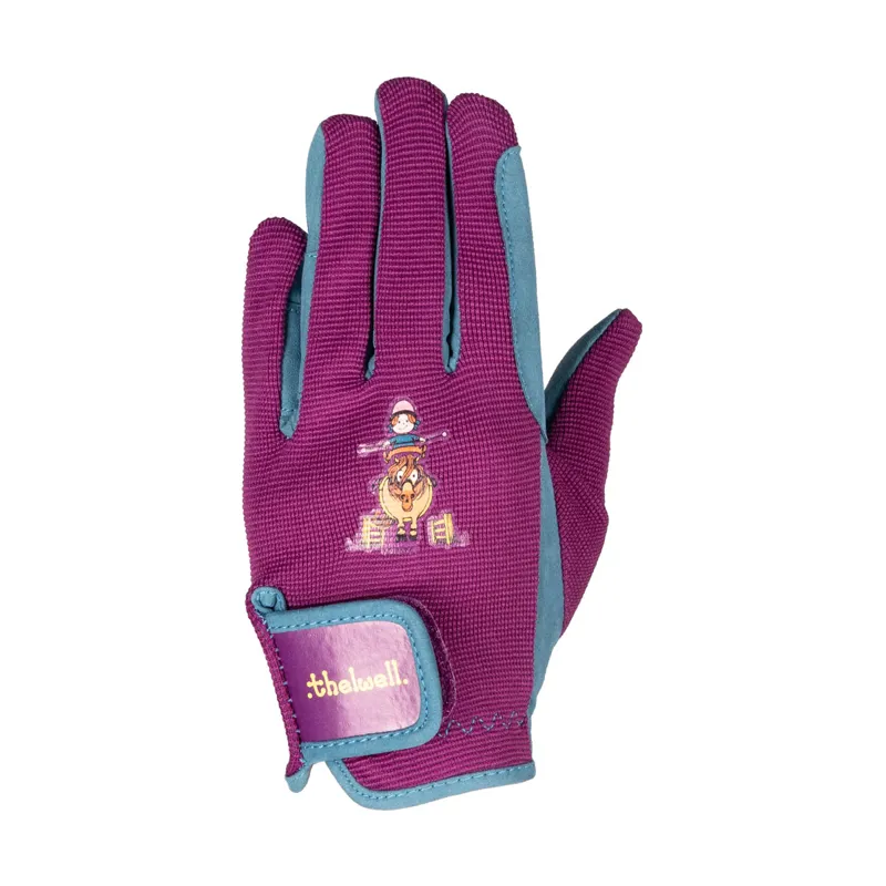Hy Equestrian Thelwell Collection Pony Friends Riding Gloves - Purple/Blue