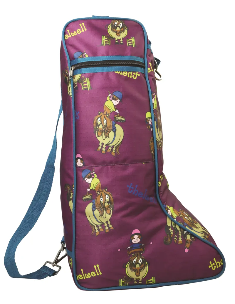 Hy Equestrian Thelwell Collection Pony Friends Boot Bag - Purple/Blue