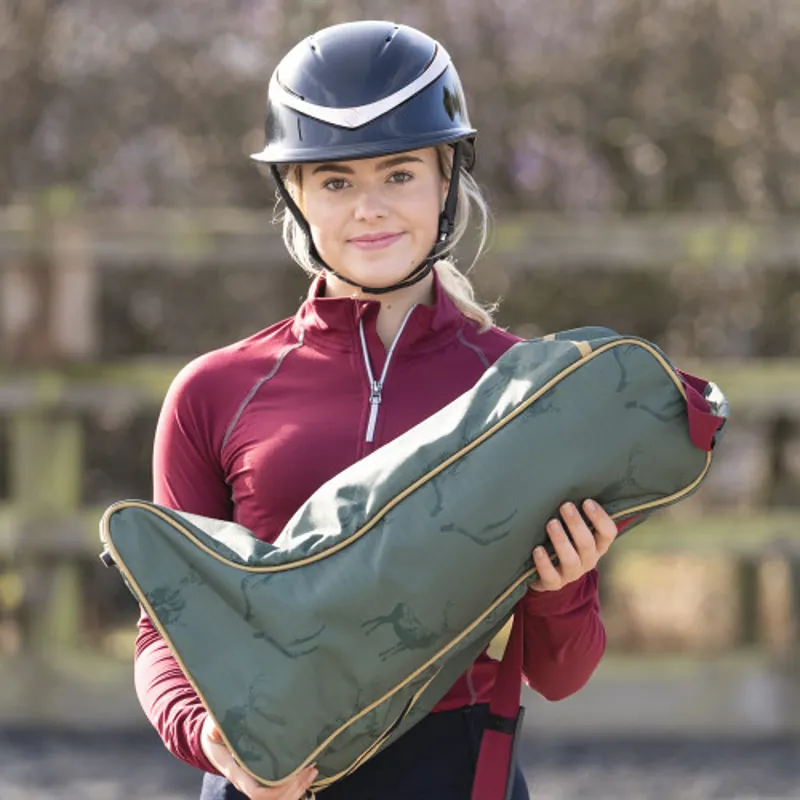 Hy Equestrian Divine Deer Boot Bag - Moss/Merlot/Fawn-2