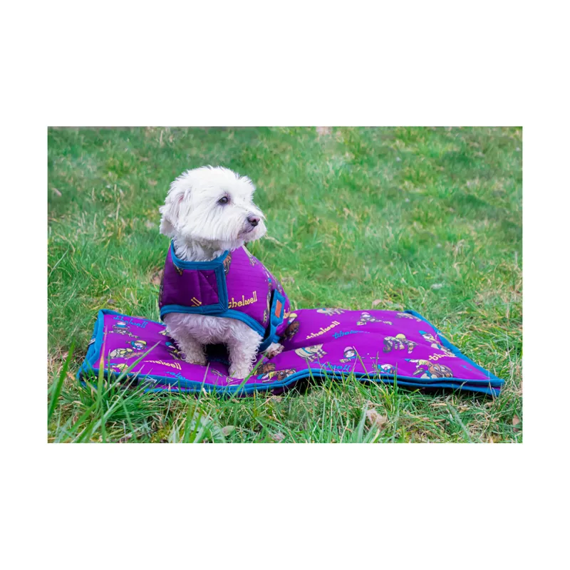 Benji and Flo Thelwell Collection Pony Friends Dog Coat - Imperial Purple/Pacific Blue-3