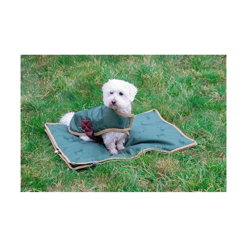 Benji and Flo Divine Deer Dog Coat - Moss/Merlot/Fawn-3