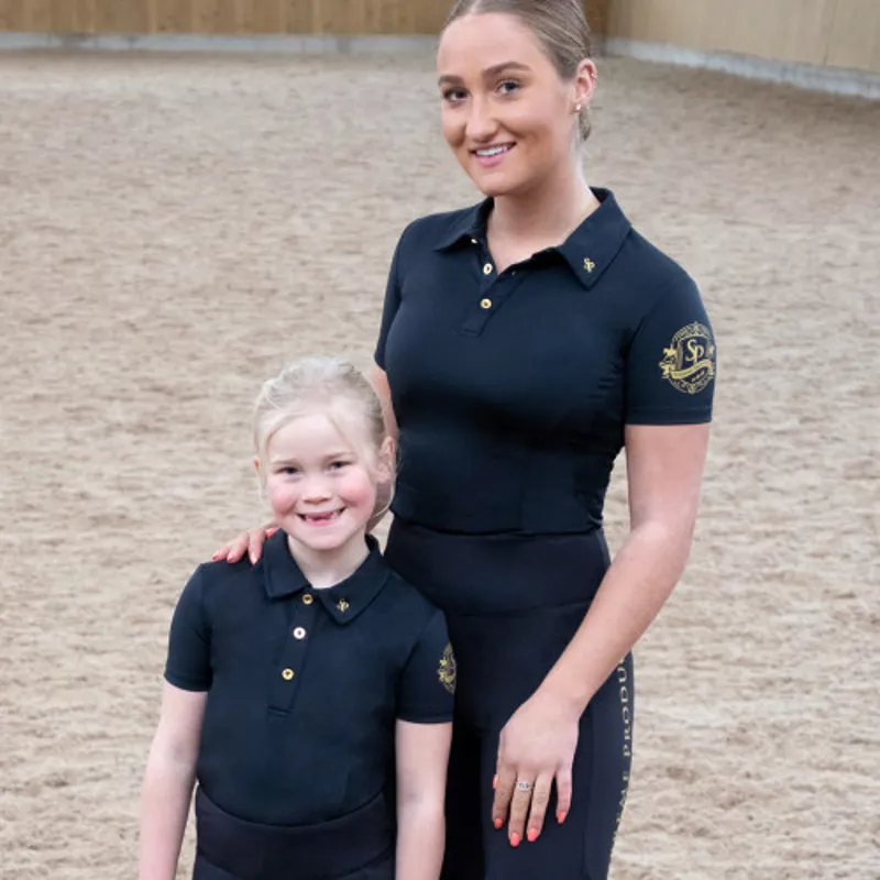 Supreme Products Active Junior Show Rider Polo Shirt - Black/Gold-2
