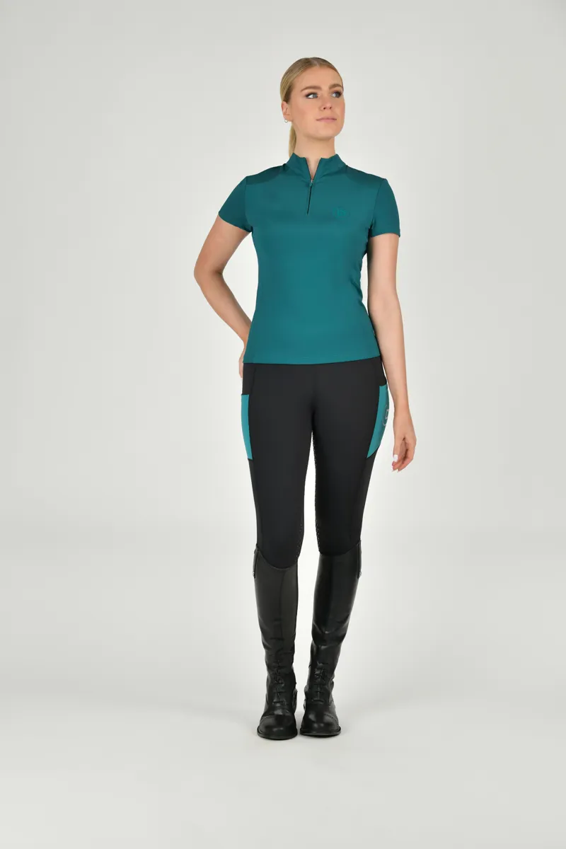 Dublin Tabby Short Sleeve Riding Top - Deep Lake