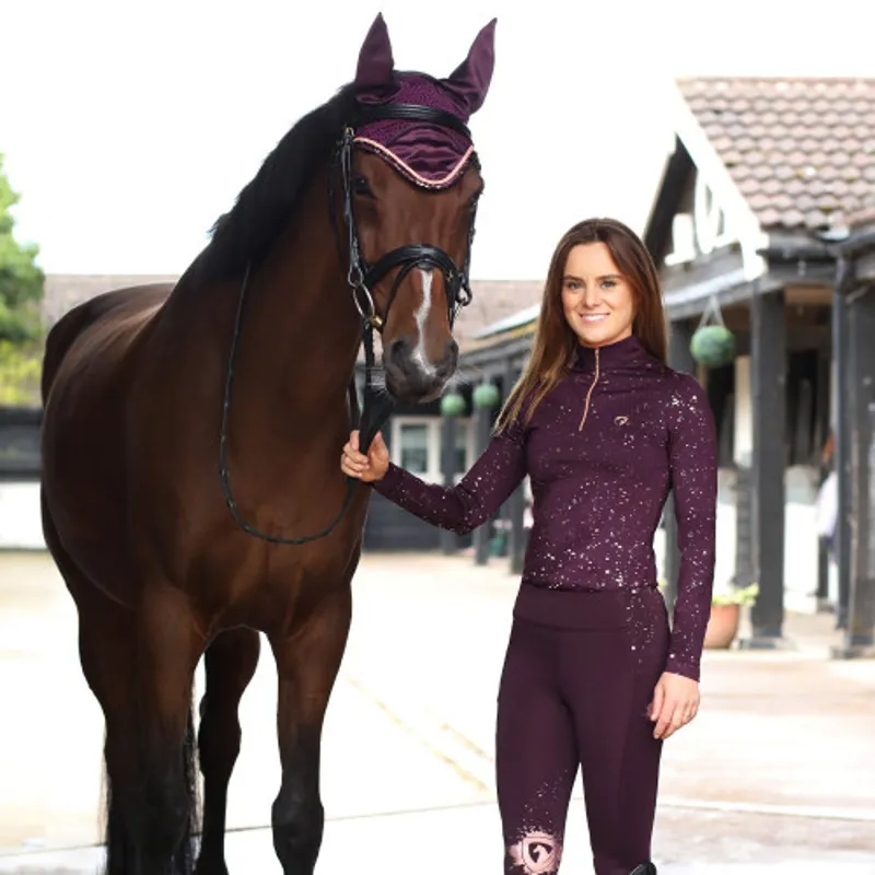 Hy Equestrian Enchanted Collection Base Layer - Plum/Rose Gold-3