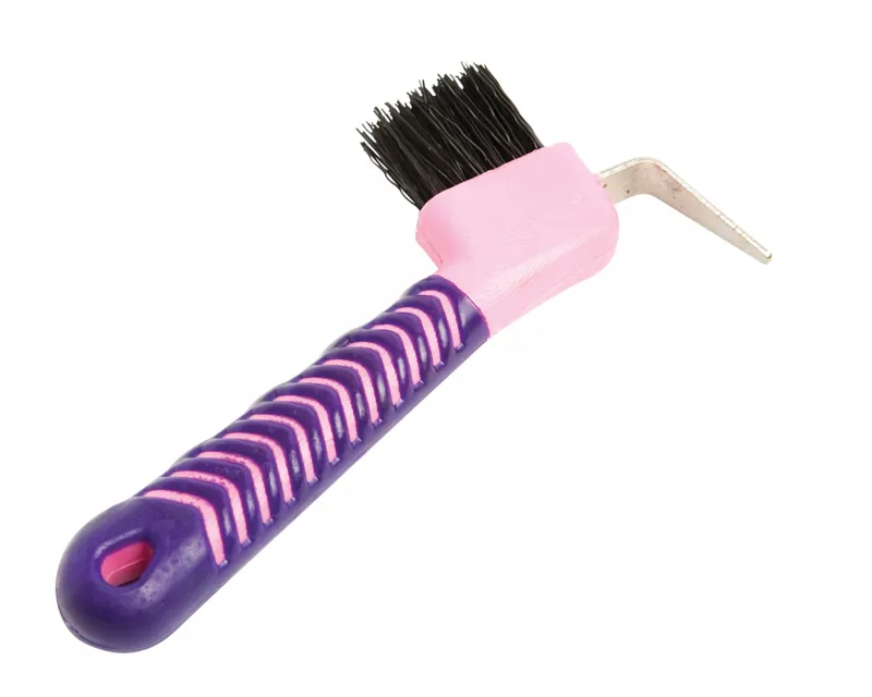 Roma Deluxe Soft Grip Hoof Pick - Pink/Purple