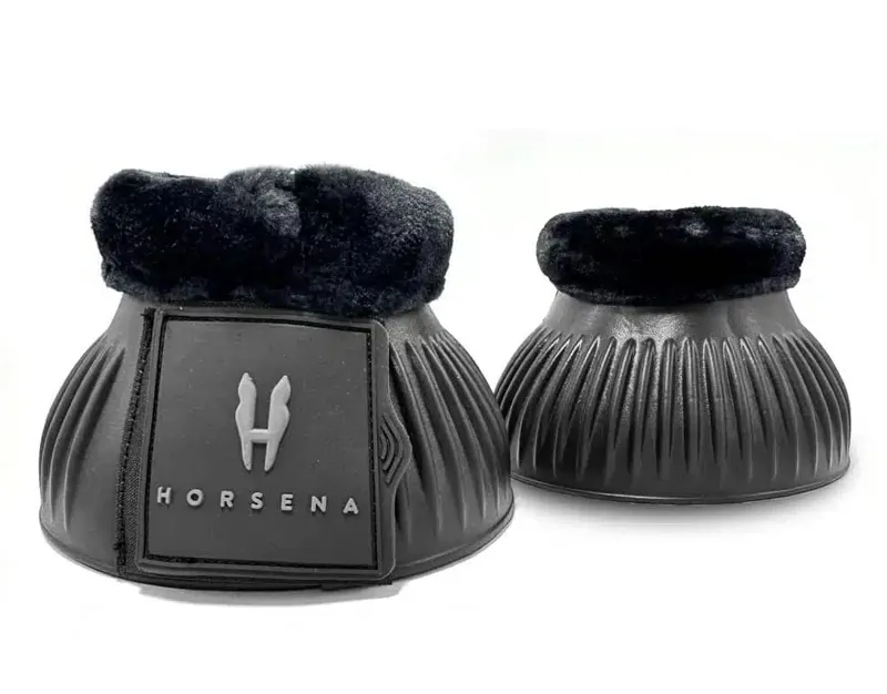 Horsena Pro-Light Faux Fur Over Reach Boots - Black/Black