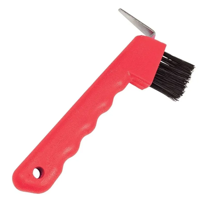Roma Deluxe Hoof Pick with Brush - Red
