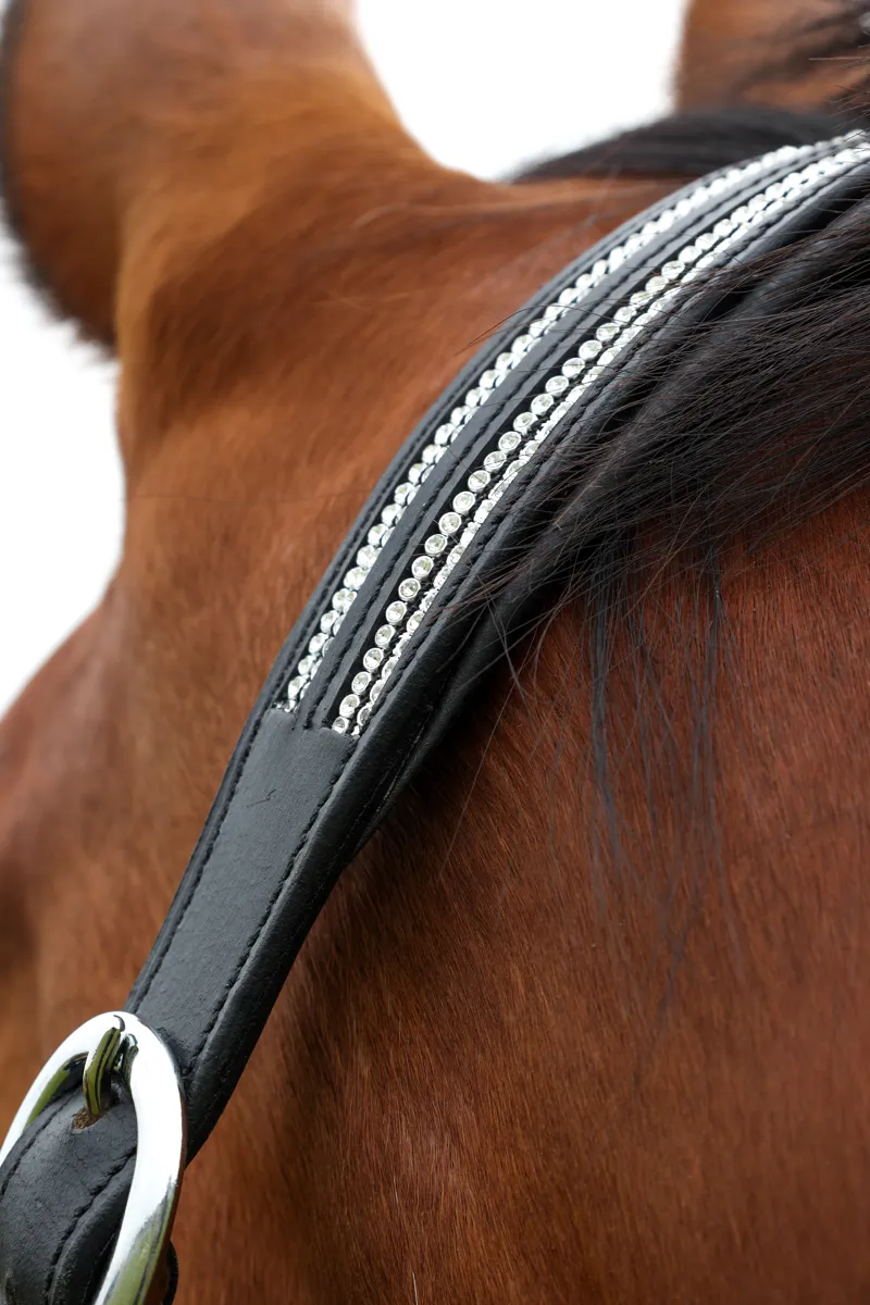 Hy Equestrian Anodize Leather Head Collar - Black/Silver-1