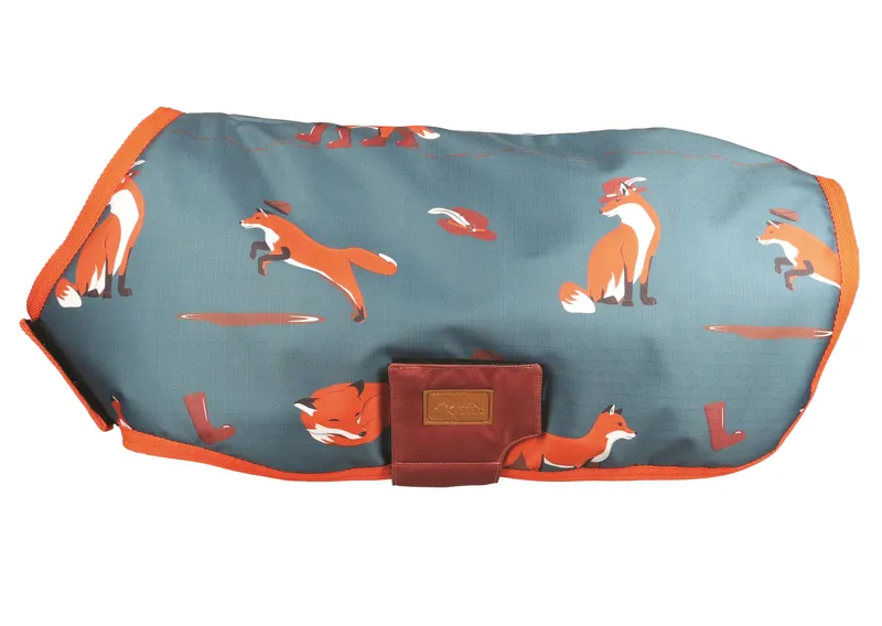 Benji and Flo Frivolous Fox Dog Coat - Green/Red/Pumpkin-1