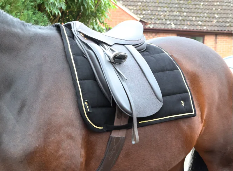 Supreme Products Royal Occasion Suede Saddle Pad - Black/Gold-1