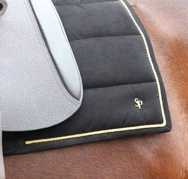 Supreme Products Royal Occasion Suede Saddle Pad - Black/Gold-2