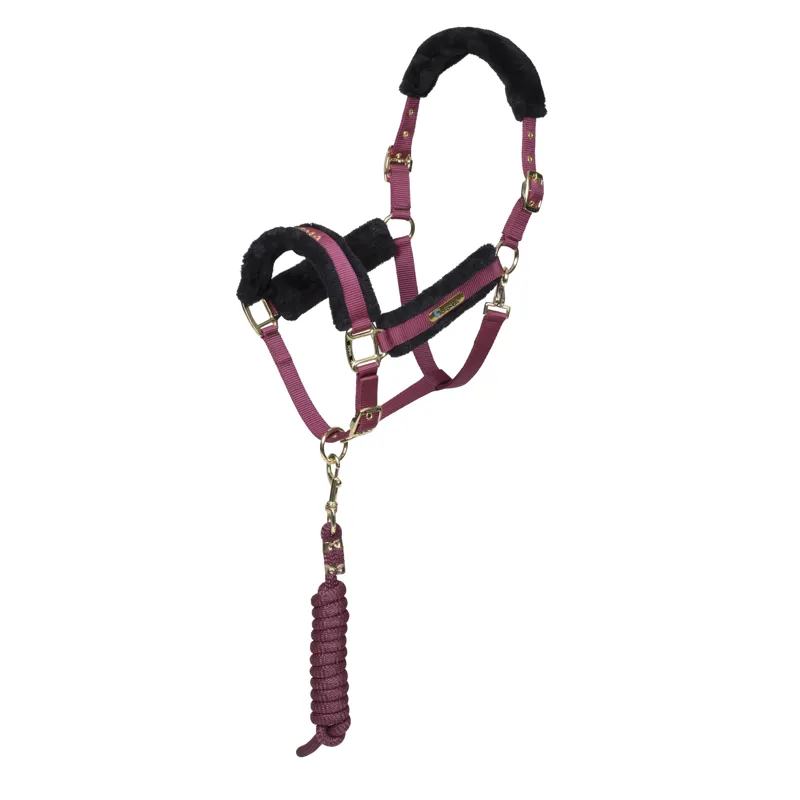 Shires ARMA Logo Headcollar and Lead Rope - Burgundy