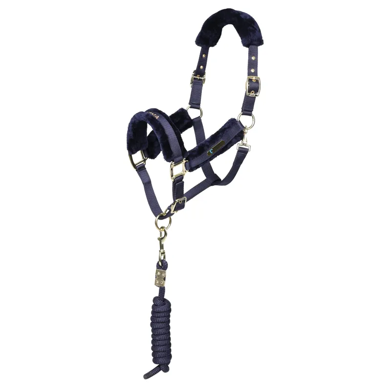 Shires ARMA Logo Headcollar and Lead Rope - Navy