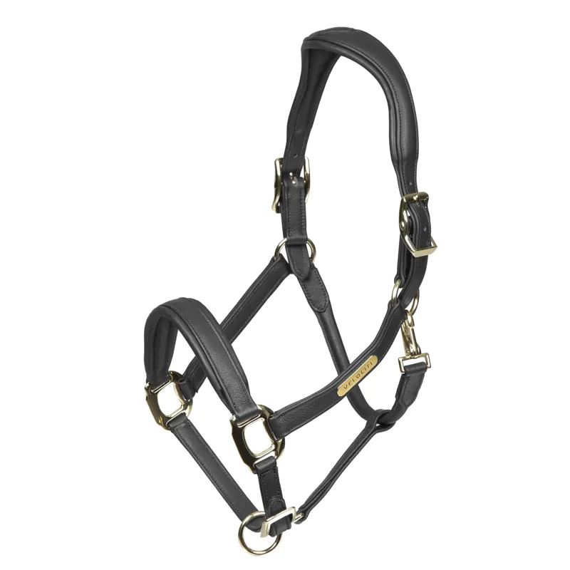 Shires Velociti RAPIDA Comfort Leather Headcollar - Black - Pony - Unboxed