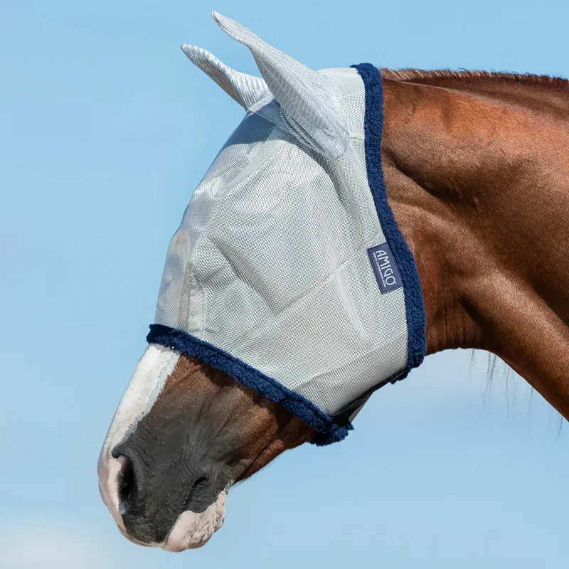 Horseware Amigo Fly Mask - Silver/Navy