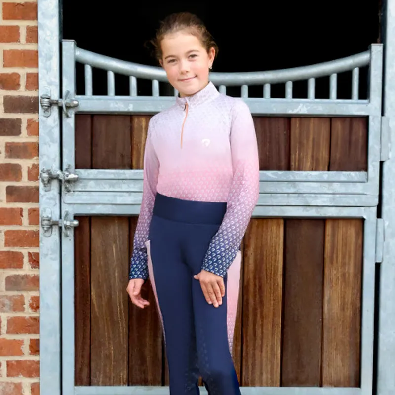 Hy Equestrian Elevate Mizs Ombre Base Layer - Navy/Rose-4