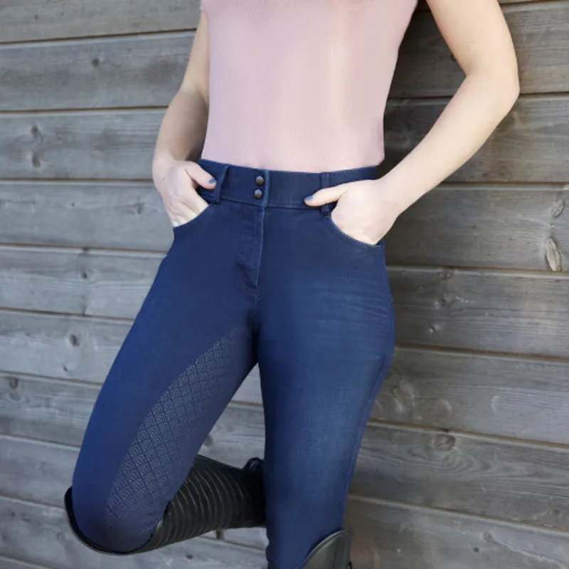 Hy Equestrian Elevate Mizs Denim Breeches - Dark Blue-4