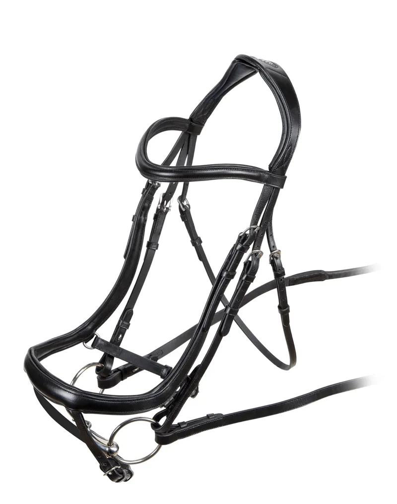 Shires Velociti RAPIDA Ergonomic Curved Flash Bridle - Black - Pony - Unboxed-1