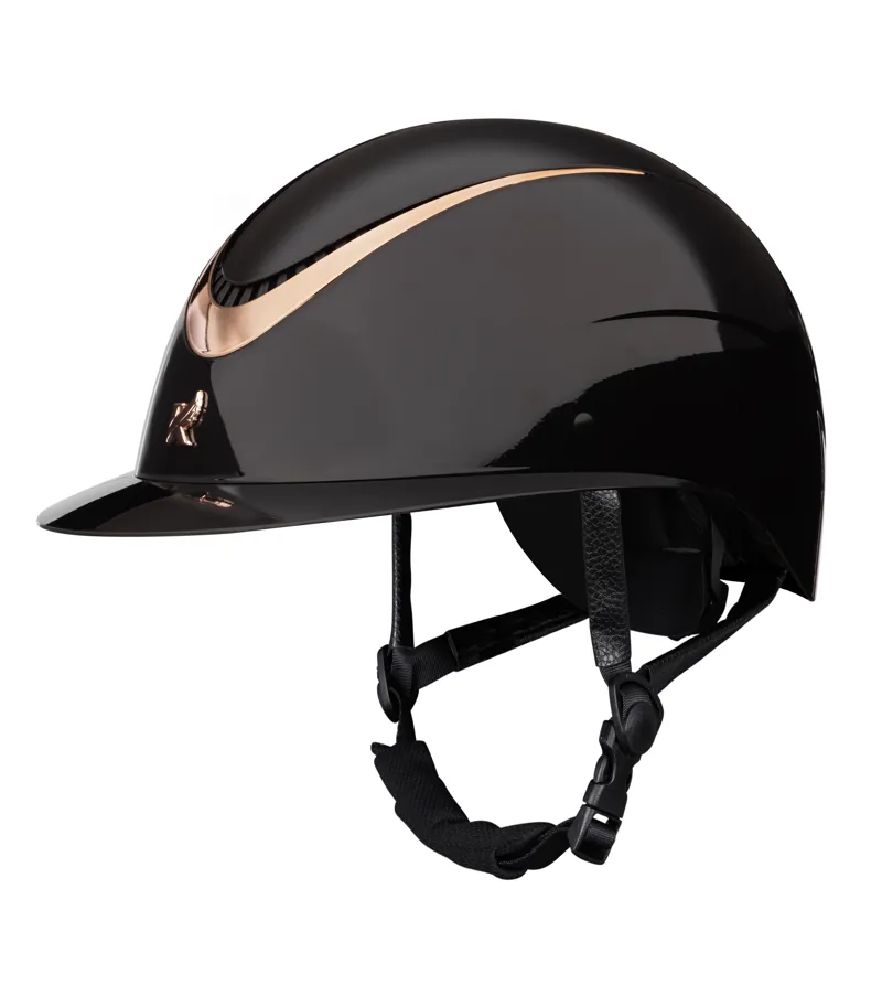 Shires Karben Aline Ellipse Riding Hat - 52-54cm - Black/Rose Gold-3