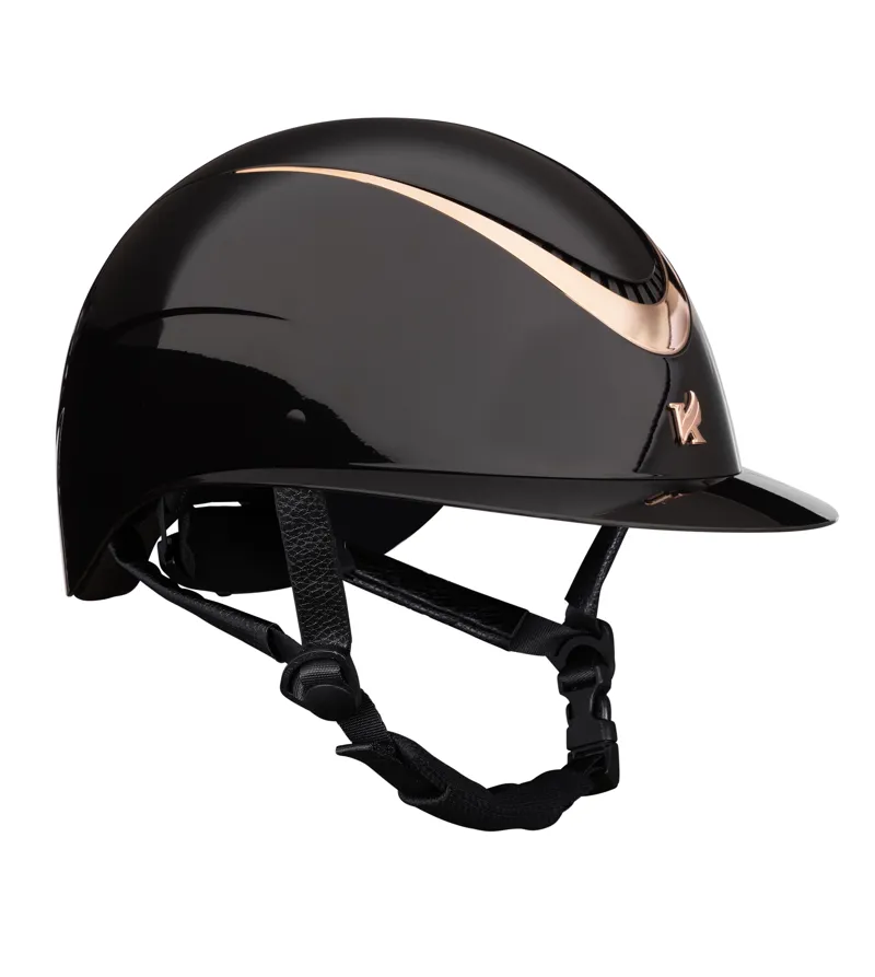 Shires Karben Aline Ellipse Riding Hat - 52-54cm - Black/Rose Gold-1