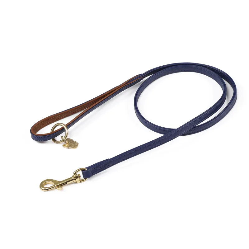Shires Digby and Fox Padded Leather Dog Lead - Navy