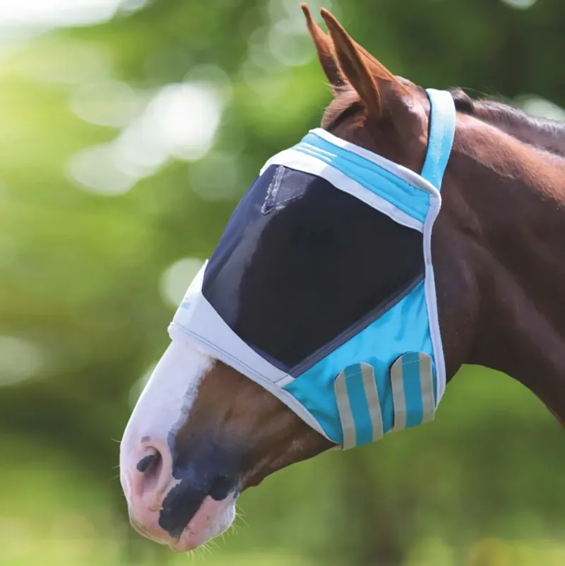 Shires FlyGuard Pro Fine Mesh Earless Fly Mask - Teal -  Cob