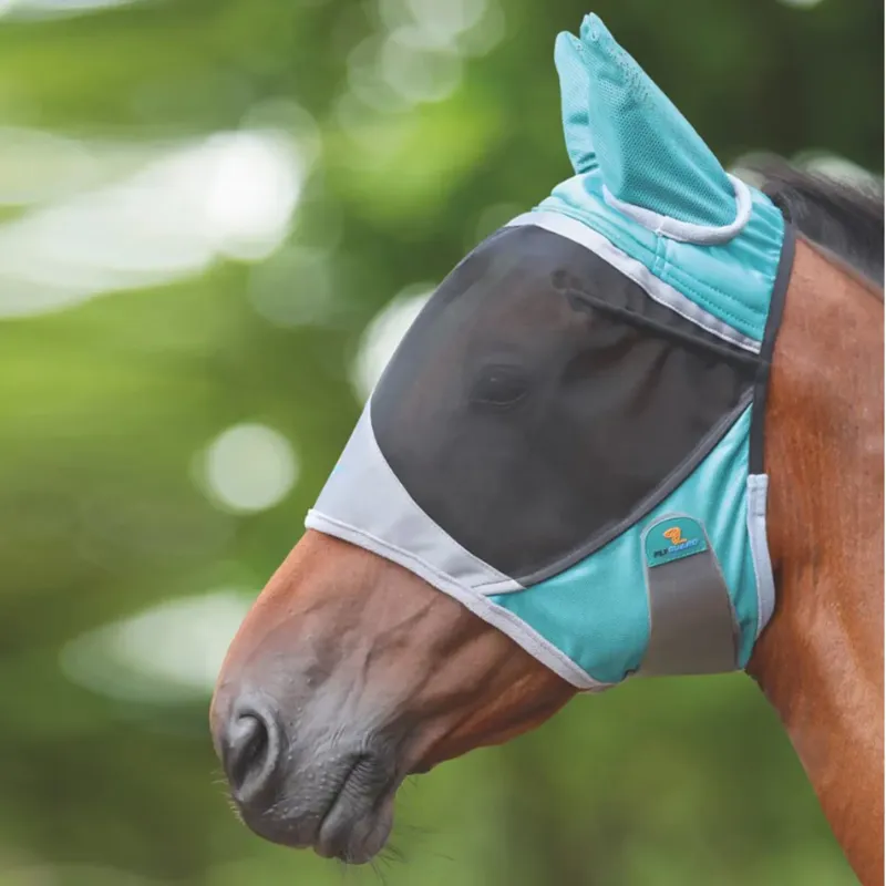 Shires FlyGuard Pro Deluxe Fly Mask with Ears - Green - Pony - Unboxed