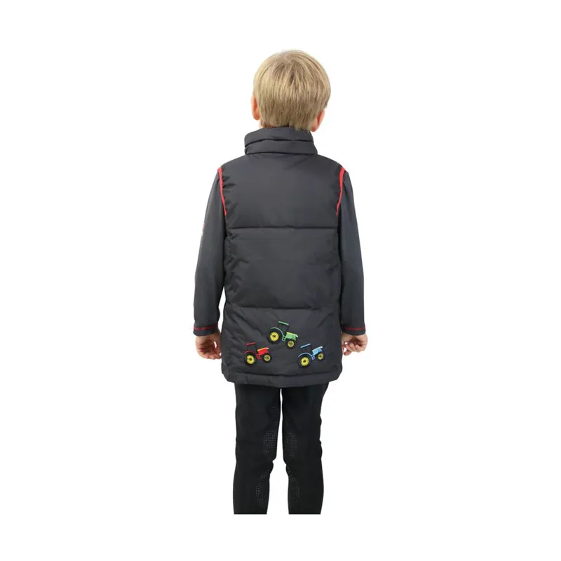 Little Knight Tractor Collection Padded Gilet - Grey/Red-3