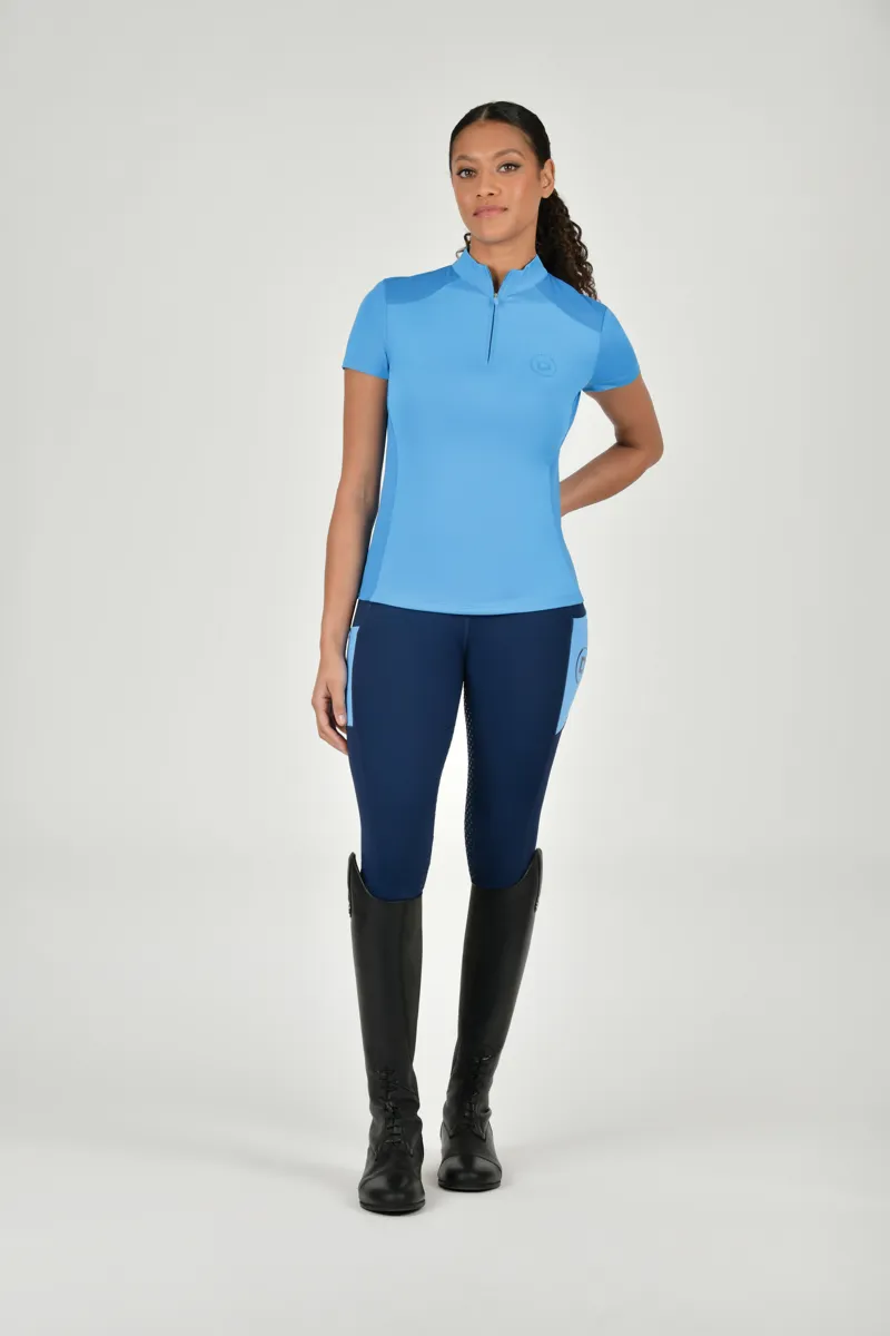 Dublin Tabby Short Sleeve Riding Top - Coastal Blue
