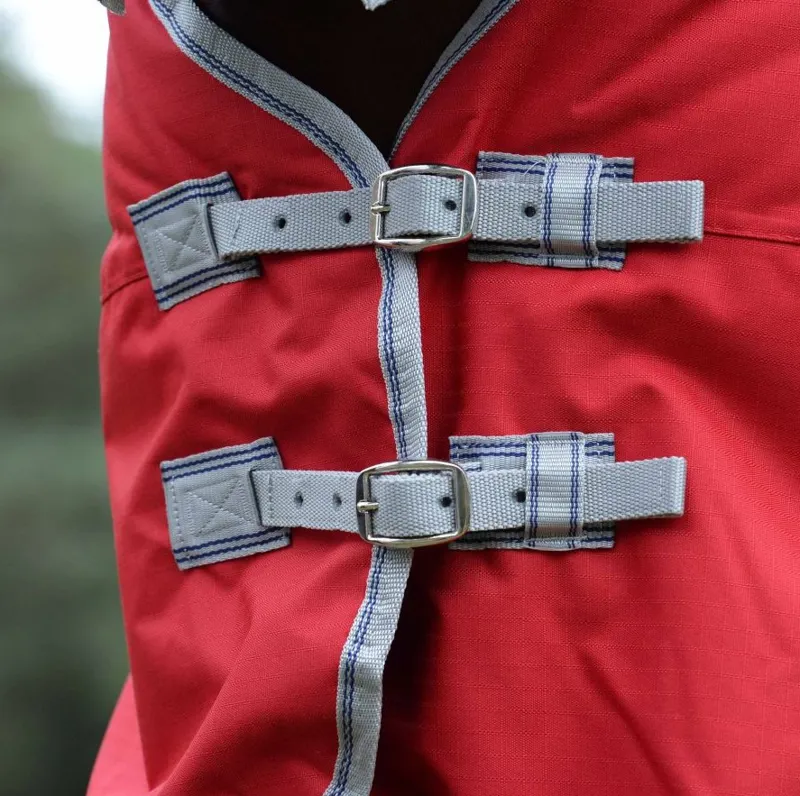 WeatherBeeta ComFiTec Classic 0g Lite Standard Neck Turnout Rug - Red/Silver-1