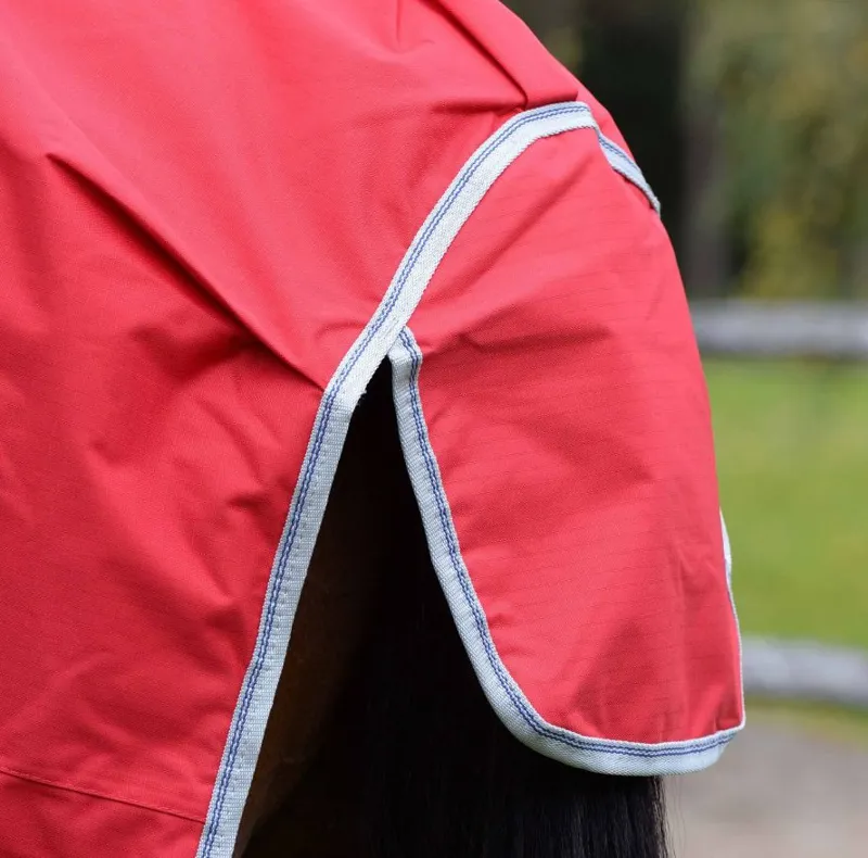 WeatherBeeta ComFiTec Classic 0g Lite Standard Neck Turnout Rug - Red/Silver-3