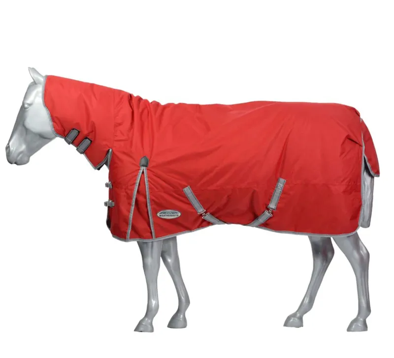 WeatherBeeta ComFiTec Classic 300g Combo Neck Turnout Rug - Red/Silver-2