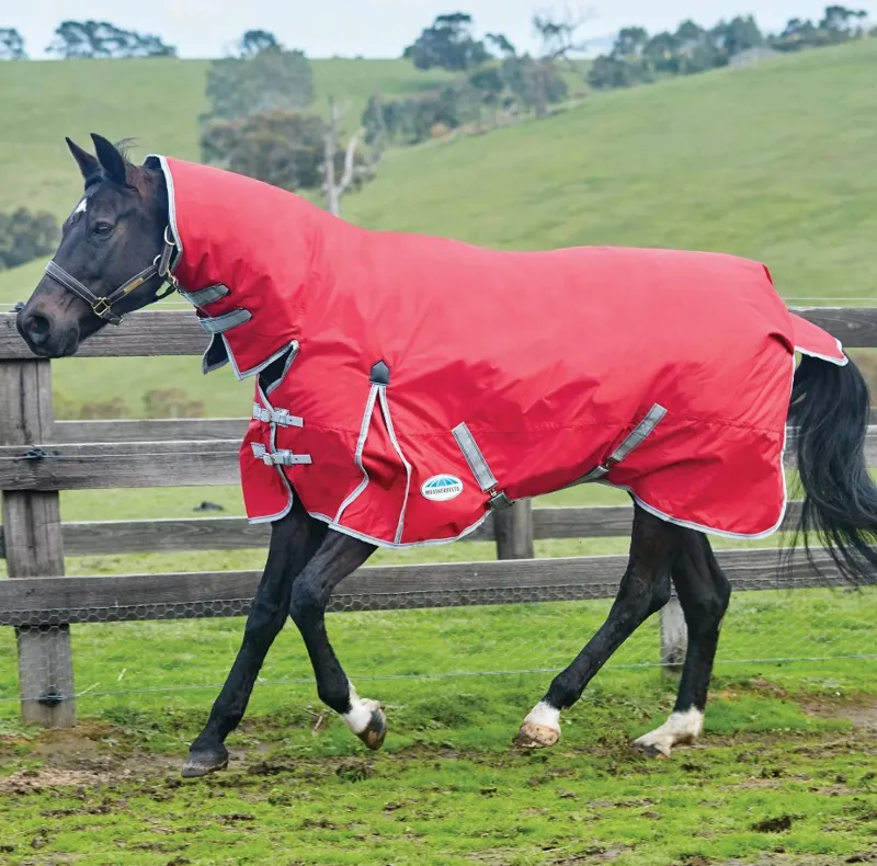 WeatherBeeta ComFiTec Classic 0g Lite Combo Turnout Rug - Red/Silver