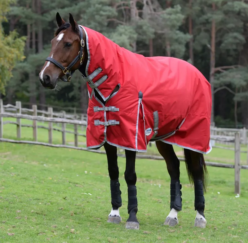WeatherBeeta ComFiTec Classic 0g Lite Combo Turnout Rug - Red/Silver-1