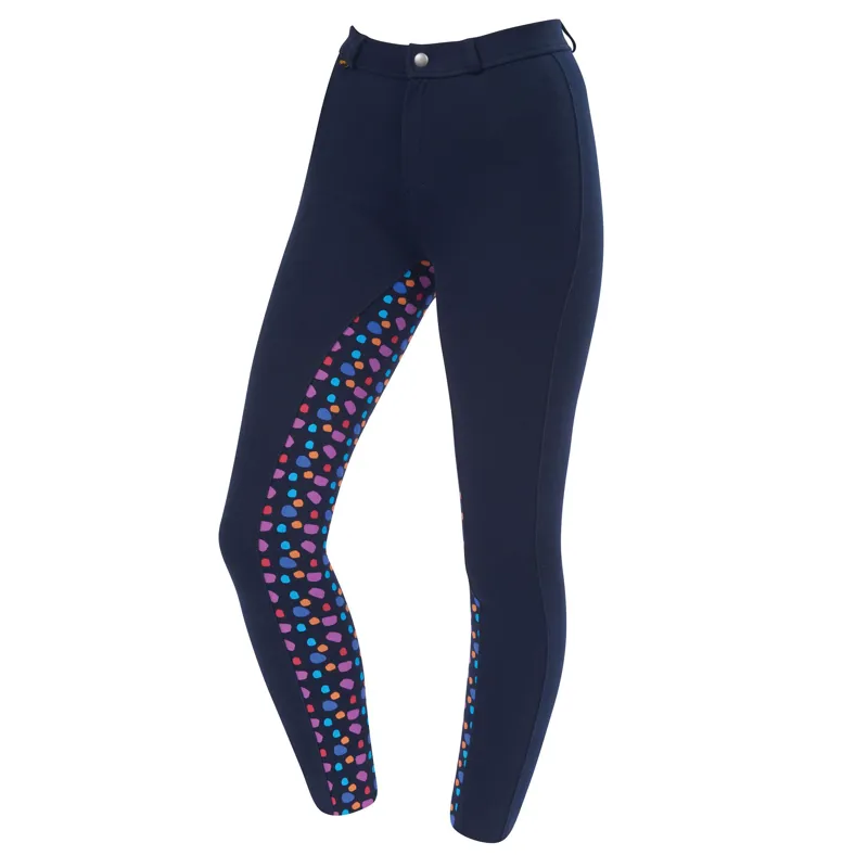 Saxon Warm Up Cotton Euro Seat Child's Jodhpurs - Navy/Navy Spot