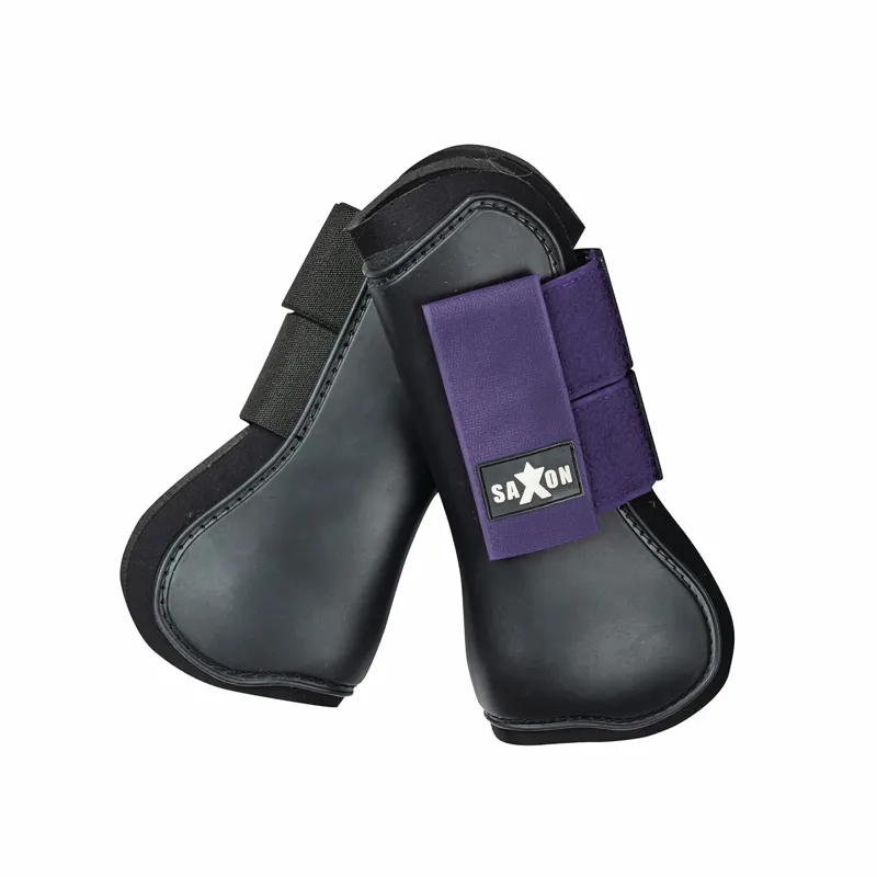 Saxon Open Front Boots - Black/Purple