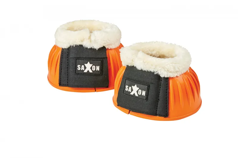Saxon Fleece Trim Rubber Bell Boots - Orange/White 