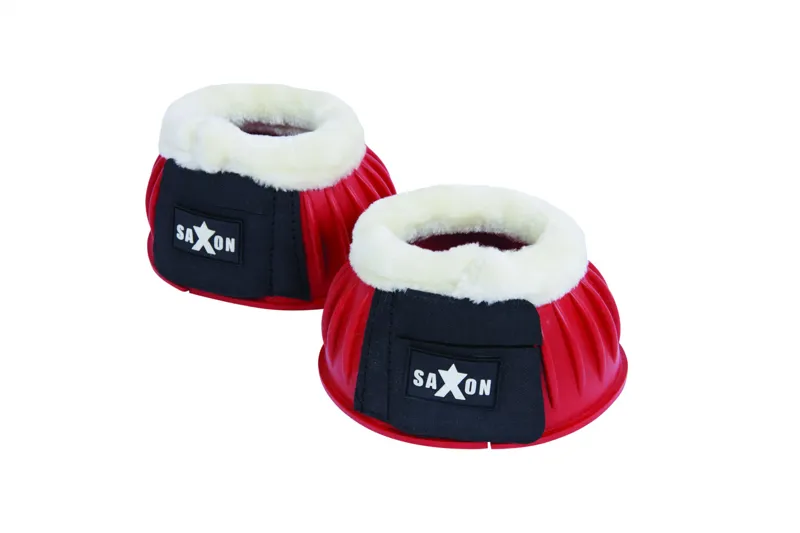 Saxon Fleece Trim Rubber Bell Boots - Red/White