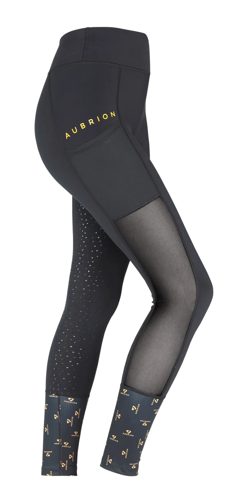 Shires Aubrion Elstree Girls Mesh Riding Tights - Black