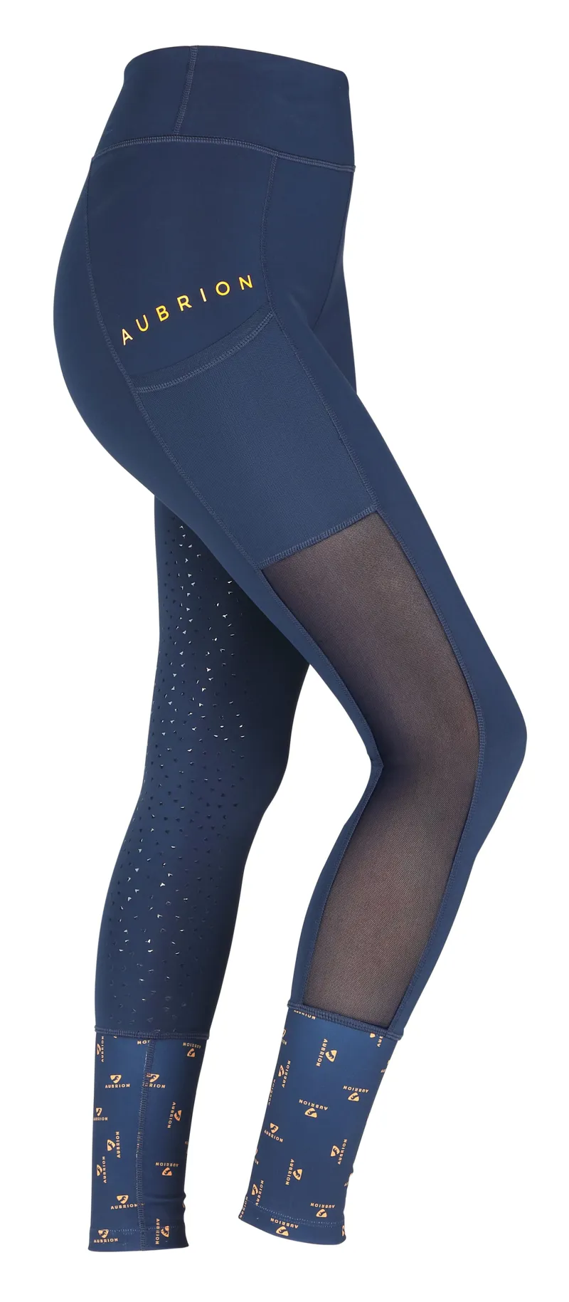 Shires Aubrion Elstree Girls Mesh Riding Tights - Navy