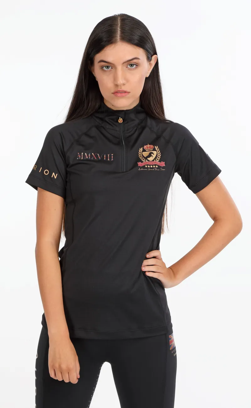 Shires Aubrion Team Ladies Short Sleeve Base Layer - Black-2