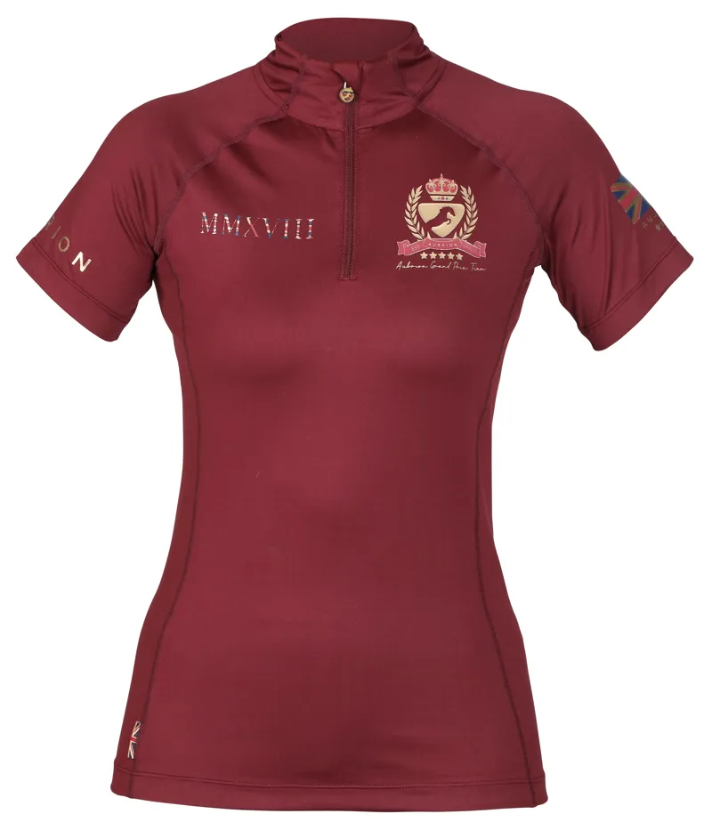 Shires Aubrion Team Ladies Short Sleeve Base Layer - Burgundy