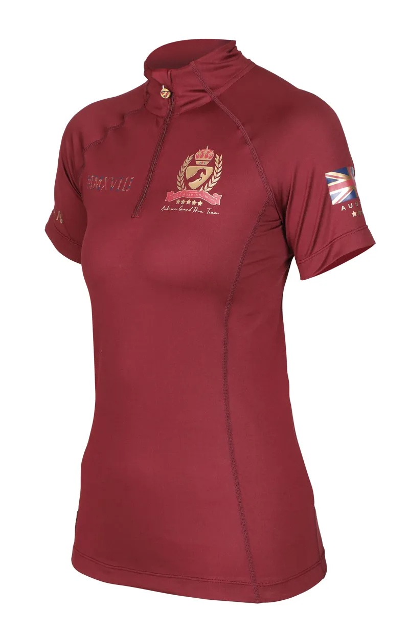 Shires Aubrion Team Ladies Short Sleeve Base Layer - Burgundy-1